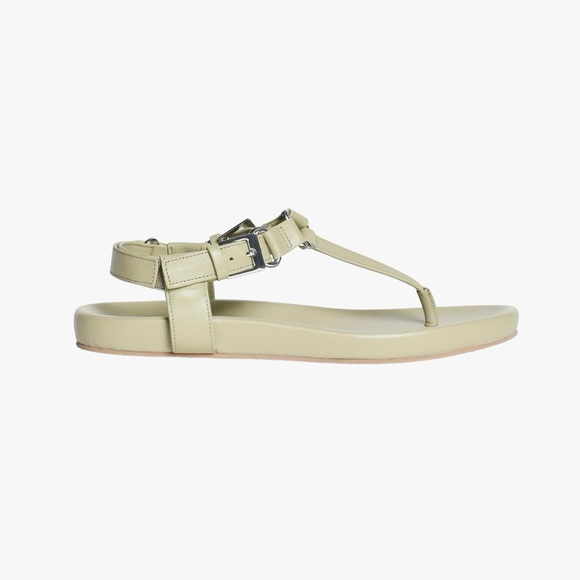 Zara NWT Leather Sandals Khaki Green - Picture 6 of 7